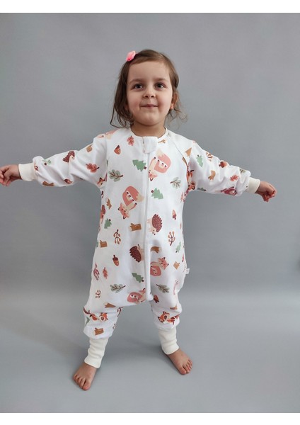 Uzun Kollu Kışlık Çocuk Bebek Uyku Tulumu %100 Pamuk 20-24 Derece 1 Tog