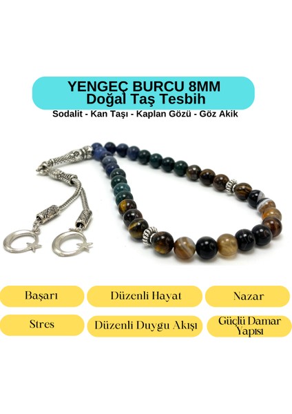 Sertifikalı Yengeç Burcu 8mm 33LÜK Doğal Taş Tesbih indirimleri