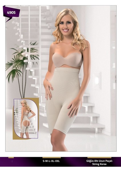 Beden Küçülten Seamless Dikişsiz Mideli Uzun Paçalı String Korse