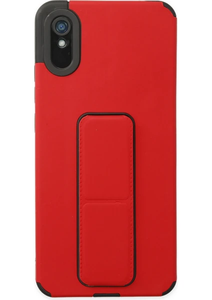 Denza Case Xiaomi Redmi 9A Kılıf Renkli Standlı Korumalı Kapak - Kırmızı