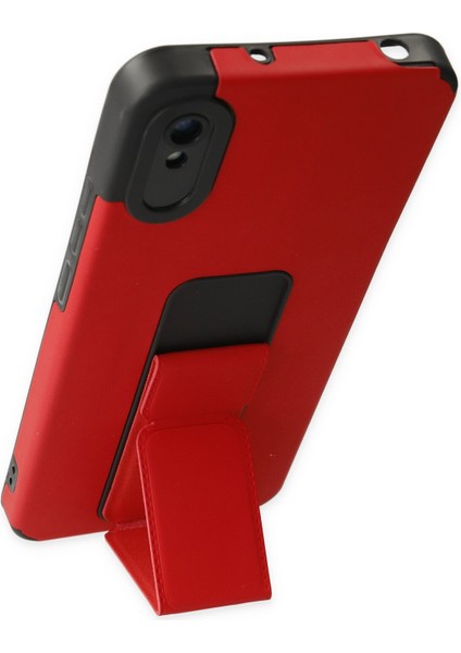 Xiaomi Redmi 9A Kılıf Renkli Standlı Korumalı Kapak - Kırmızı