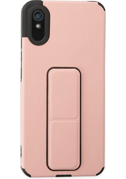 Denza Case Xiaomi Redmi 9A Kılıf Renkli Standlı Korumalı Kapak - Pudra