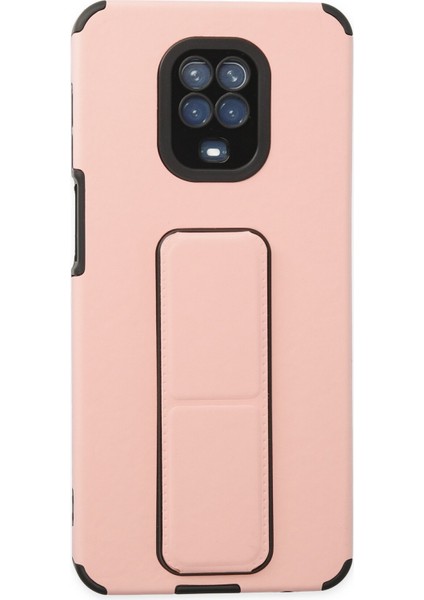 Xiaomi Redmi Note 9s Kılıf Renkli Standlı Korumalı Kapak - Pudra