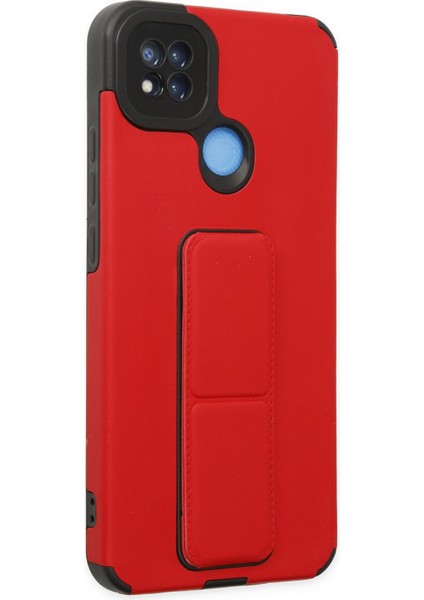 Xiaomi Redmi 9c Kılıf Renkli Standlı Korumalı Kapak - Kırmızı