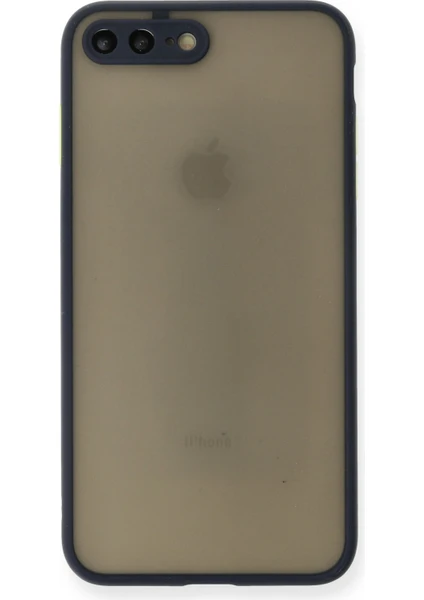 Denza Case Apple iPhone 8 Plus Kılıf Kenarları Renkli Mat Kapak - Lacivert