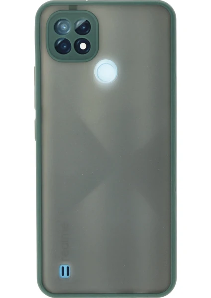 Denza Case Realme C21 Kılıf Kenarları Renkli Mat Kapak - Yeşil