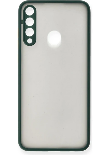 Denza Case Huawei Y6P Kılıf Kenarları Renkli Mat Kapak - Yeşil