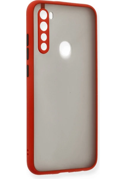 Denza Case Xiaomi Redmi Note 8 Kılıf Kenarları Renkli Mat Kapak - Kırmızı