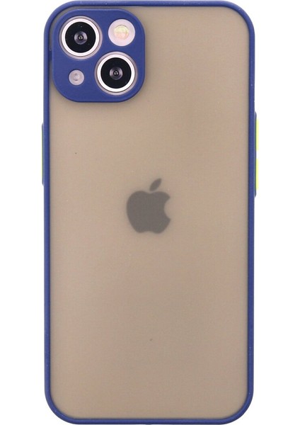 Denza Case Apple iPhone 13 Mini Kılıf Kenarları Renkli Mat Kapak - Lacivert