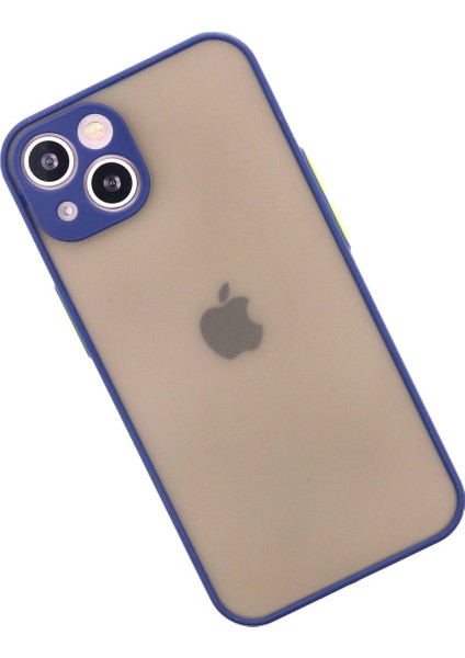 Denza Case Apple iPhone 13 Mini Kılıf Kenarları Renkli Mat Kapak - Lacivert