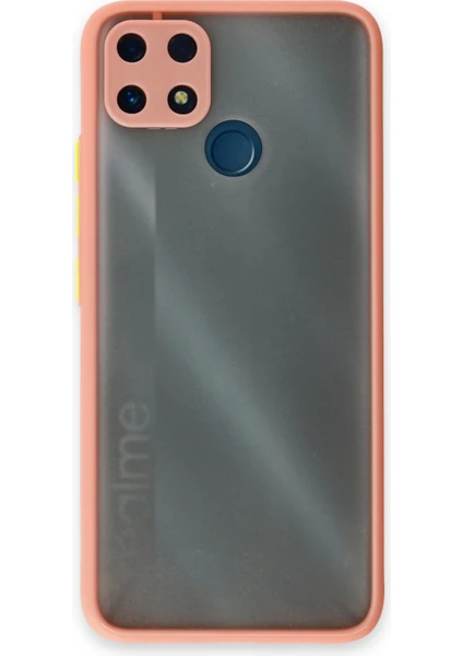 Denza Case Realme C25S Kılıf Kenarları Renkli Mat Kapak - Pembe