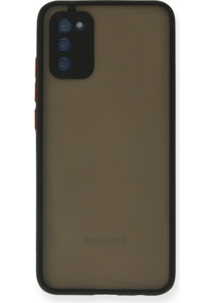 Denza Case Samsung Galaxy A03S Kılıf Kenarları Renkli Mat Kapak - Siyah