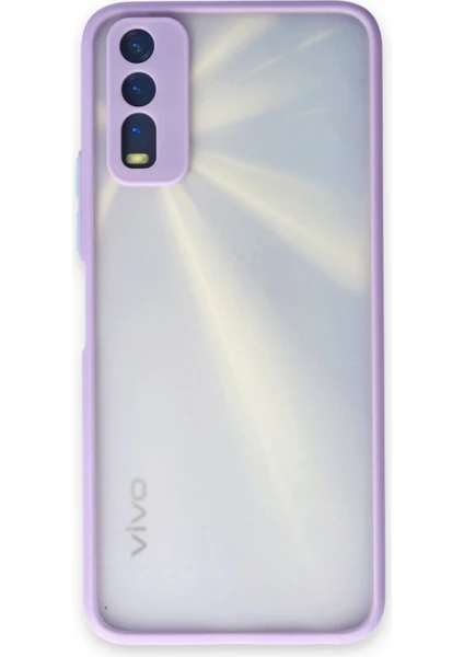 Denza Case Vivo Y11S Kılıf Kenarları Renkli Mat Kapak - Mor