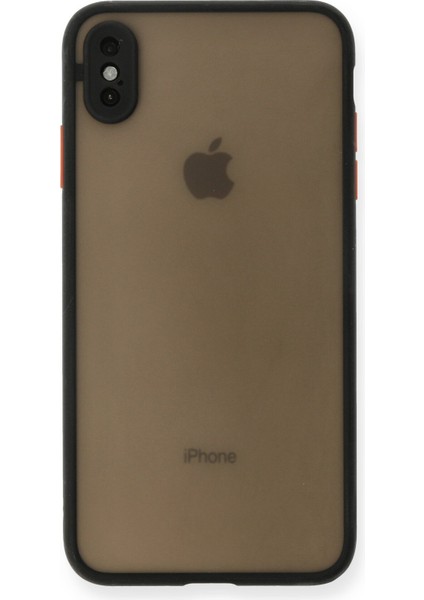 Apple iPhone Xs Max Kılıf Kenarları Renkli Mat Kapak - Siyah