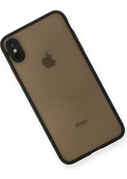 Apple iPhone Xs Max Kılıf Kenarları Renkli Mat Kapak - Siyah