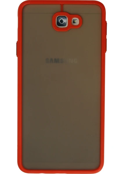 Denza Case Samsung Galaxy J7 Prime Kılıf Kenarları Renkli Mat Kapak - Kırmızı