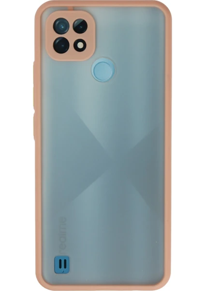 Denza Case Realme C21 Kılıf Kenarları Renkli Mat Kapak - Pembe