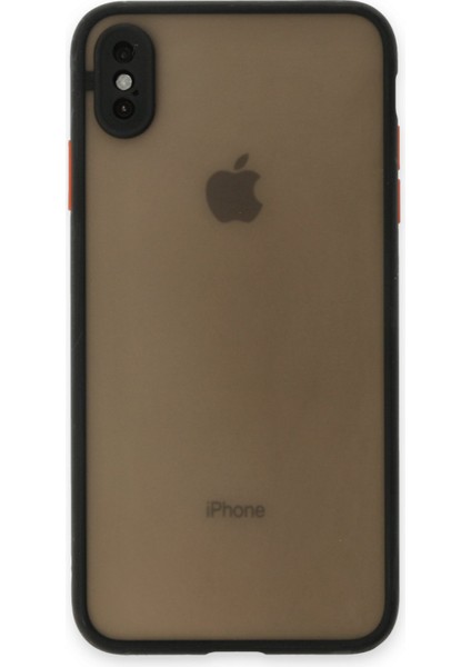 Apple iPhone Xs Kılıf Kenarları Renkli Mat Kapak - Siyah