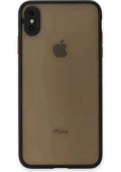 Denza Case Apple iPhone Xs Kılıf Kenarları Renkli Mat Kapak - Siyah