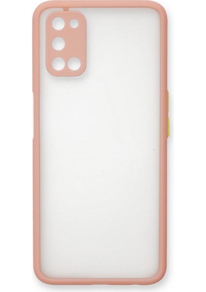 Denza Case Oppo A52 Kılıf Kenarları Renkli Mat Kapak - Pembe