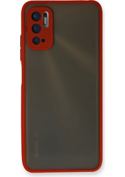 Denza Case Xiaomi Poco M3 Pro Kılıf Kenarları Renkli Mat Kapak - Kırmızı