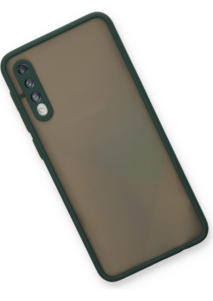 Denza Case Samsung Galaxy A50 Kılıf Kenarları Renkli Mat Kapak - Yeşil