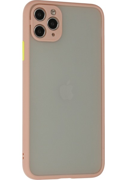 Denza Case Apple iPhone 12 Pro Kılıf Kenarları Renkli Mat Kapak - Pembe