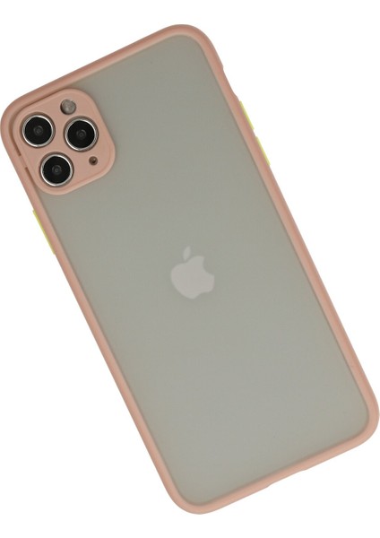 Denza Case Apple iPhone 12 Pro Kılıf Kenarları Renkli Mat Kapak - Pembe