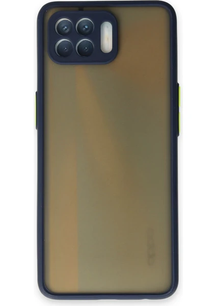 Denza Case Oppo Reno 4 Lite Kılıf Kenarları Renkli Mat Kapak - Lacivert