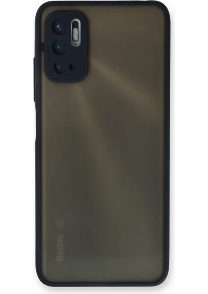 Denza Case Xiaomi Poco M3 Pro Kılıf Kenarları Renkli Mat Kapak - Lacivert