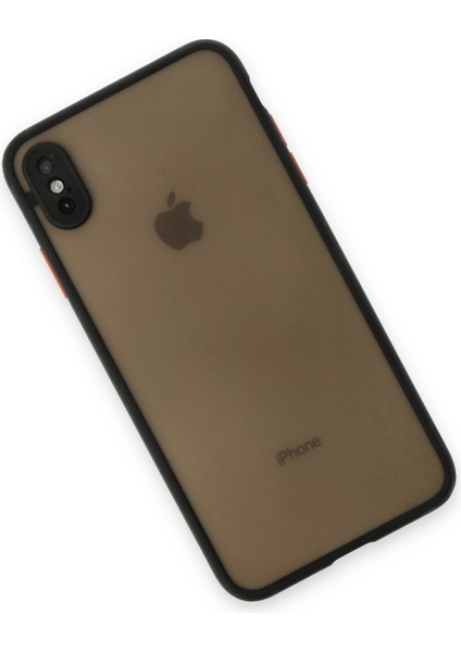 Apple iPhone Xs Kılıf Kenarları Renkli Mat Kapak - Siyah