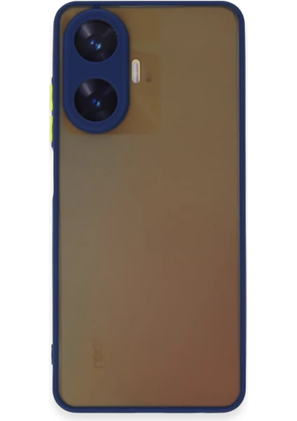 Denza Case Realme C55 Kılıf Kenarları Renkli Mat Kapak - Lacivert