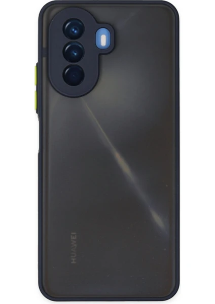 Denza Case Huawei Nova Y70 Kılıf Kenarları Renkli Mat Kapak - Lacivert