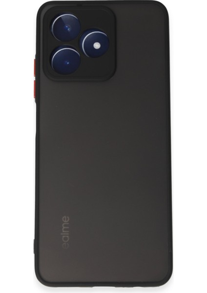 Realme C53 Kılıf Kenarları Renkli Mat Kapak - Siyah