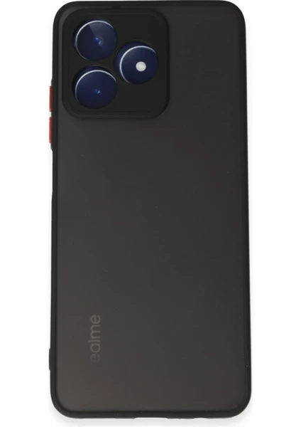 Denza Case Realme C53 Kılıf Kenarları Renkli Mat Kapak - Siyah