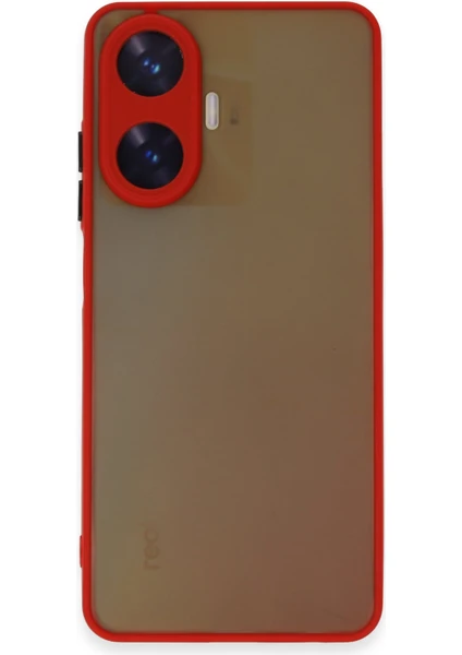 Denza Case Realme C55 Kılıf Kenarları Renkli Mat Kapak - Kırmızı