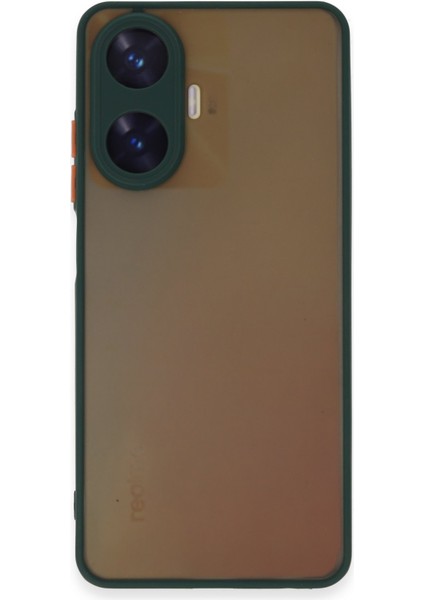 Denza Case Realme C55 Kılıf Kenarları Renkli Mat Kapak - Yeşil