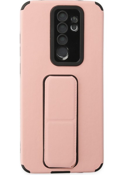 Xiaomi Redmi Note 8 Pro Kılıf Renkli Standlı Korumalı Kapak - Pudra