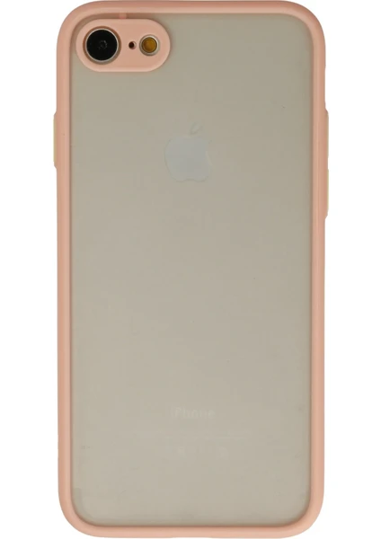 Denza Case Apple iPhone 8 Kılıf Kenarları Renkli Mat Kapak - Pembe