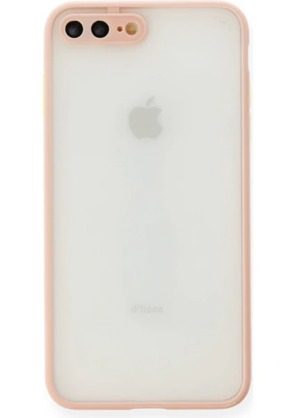 Denza Case Apple iPhone 7 Plus Kılıf Kenarları Renkli Mat Kapak - Pembe