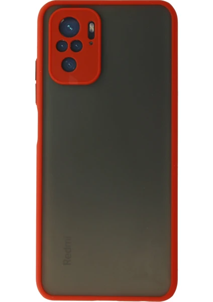 Denza Case Xiaomi Redmi Note 10S Kılıf Kenarları Renkli Mat Kapak - Kırmızı