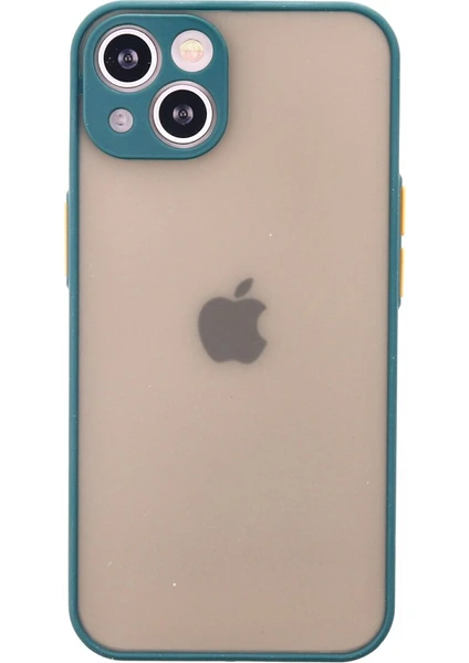 Denza Case Apple iPhone 13 Mini Kılıf Kenarları Renkli Mat Kapak - Yeşil