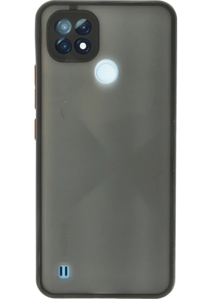 Denza Case Realme C21 Kılıf Kenarları Renkli Mat Kapak - Siyah