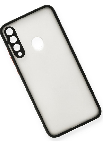 Denza Case Huawei Y6P Kılıf Kenarları Renkli Mat Kapak - Siyah