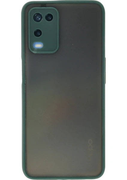 Denza Case Oppo A54 Kılıf Kenarları Renkli Mat Kapak - Yeşil