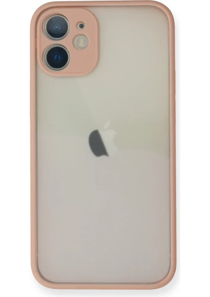 Denza Case Apple iPhone 12 Mini Kılıf Kenarları Renkli Mat Kapak - Pembe