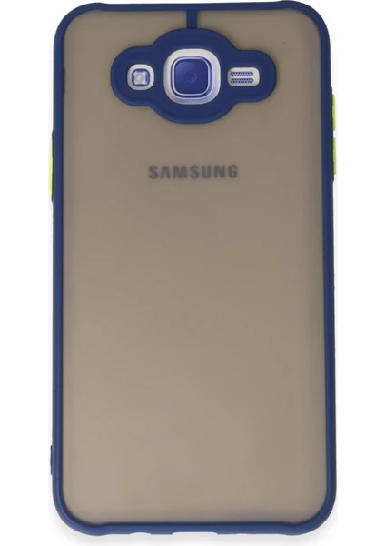 Denza Case Samsung Galaxy J7 Kılıf Kenarları Renkli Mat Kapak - Lacivert