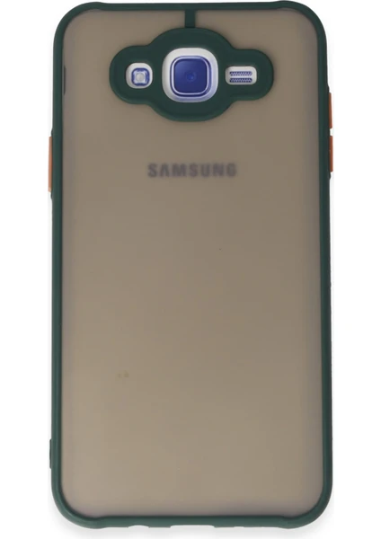 Denza Case Samsung Galaxy J7 Kılıf Kenarları Renkli Mat Kapak - Yeşil