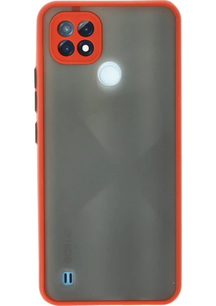 Denza Case Realme C21 Kılıf Kenarları Renkli Mat Kapak - Kırmızı