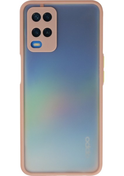 Oppo A54 Kılıf Kenarları Renkli Mat Kapak - Pembe